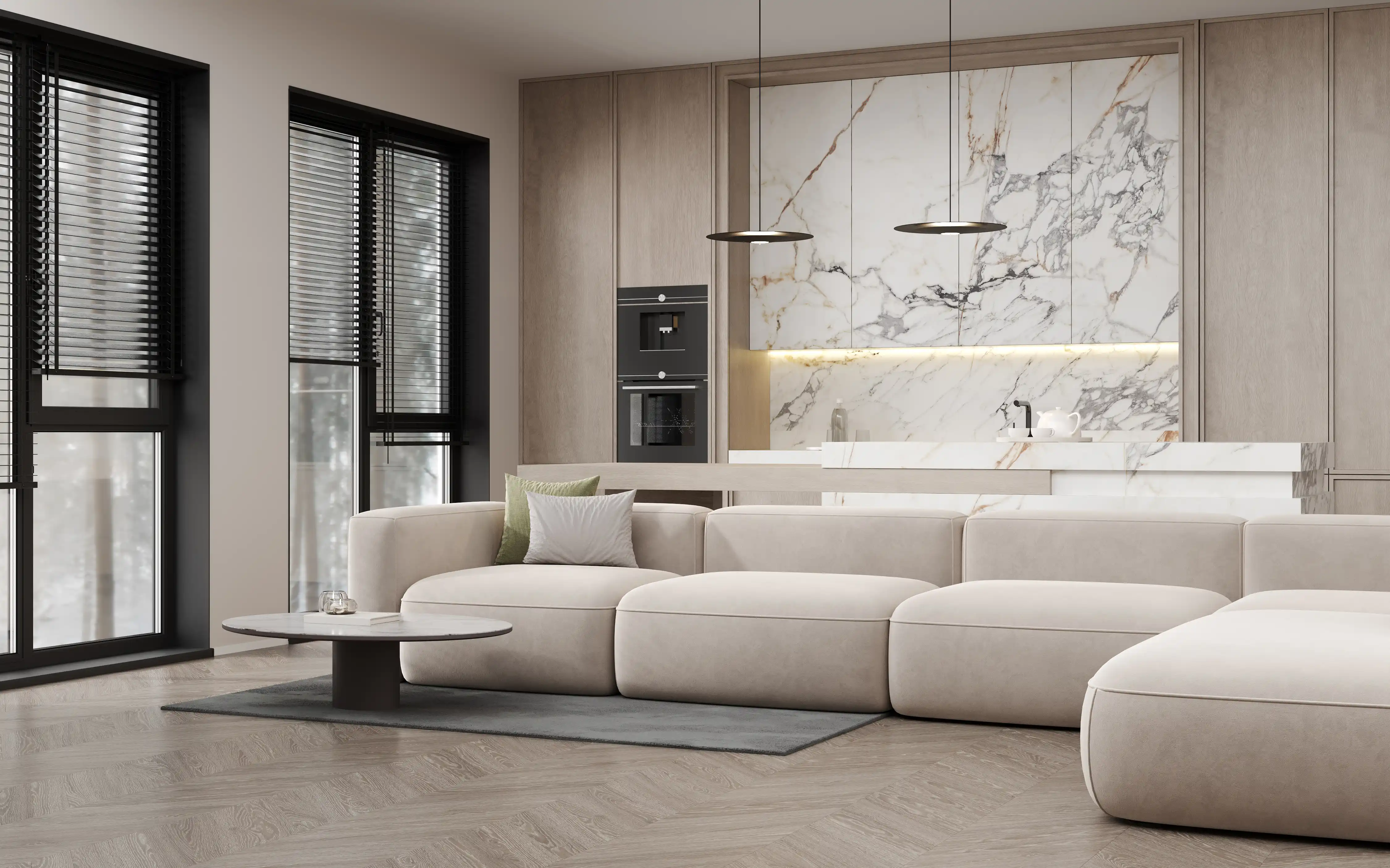 Comfortable living room with sofa